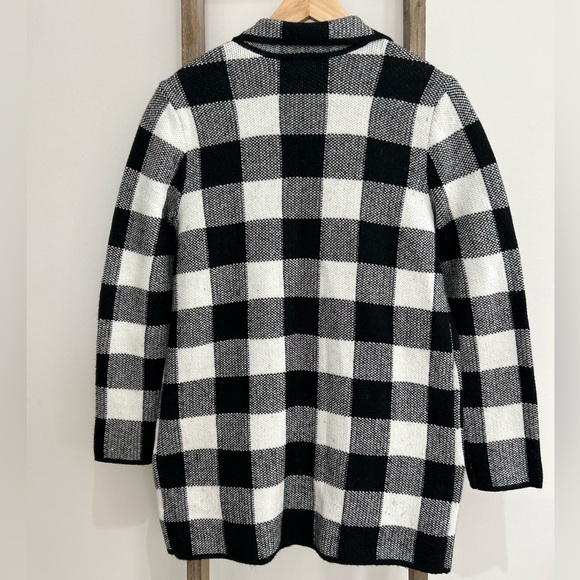 Talbots Notch Collar Sweater Jacket Open Front Cardigan Buffalo Plaid XS NWT - Picture 5 of 7